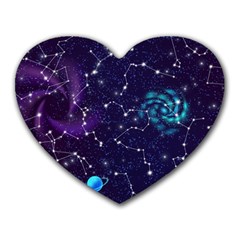 Realistic Night Sky Poster With Constellations Heart Mousepads by BangZart