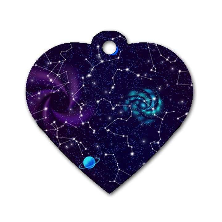 Realistic night sky poster with constellations Dog Tag Heart (One Side)