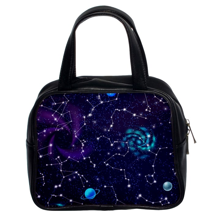 Realistic night sky poster with constellations Classic Handbag (Two Sides)