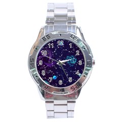 Realistic Night Sky Poster With Constellations Stainless Steel Analogue Watch by BangZart