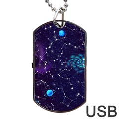 Realistic Night Sky Poster With Constellations Dog Tag Usb Flash (one Side) by BangZart