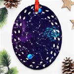 Realistic night sky poster with constellations Ornament (Oval Filigree) Front