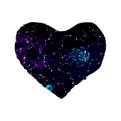 Realistic Night Sky Poster With Constellations Standard 16  Premium Heart Shape Cushions by BangZart