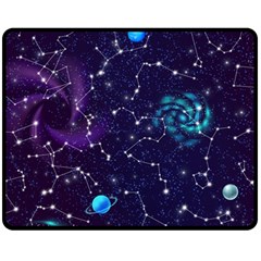 Realistic Night Sky Poster With Constellations Double Sided Fleece Blanket (medium)  by BangZart