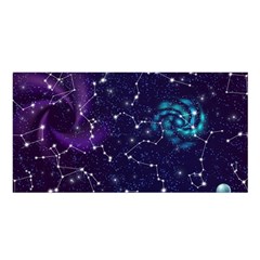 Realistic Night Sky Poster With Constellations Satin Shawl