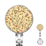 Seamless pattern with different flowers Stainless Steel Nurses Watch Front