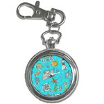 Colored sketched sea elements pattern background sea life animals illustration Key Chain Watches Front