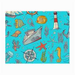 Colored Sketched Sea Elements Pattern Background Sea Life Animals Illustration Small Glasses Cloth by BangZart