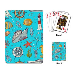 Colored Sketched Sea Elements Pattern Background Sea Life Animals Illustration Playing Cards Single Design (rectangle) by BangZart