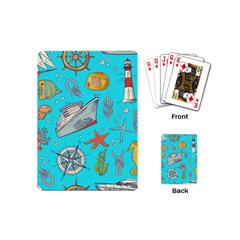 Colored Sketched Sea Elements Pattern Background Sea Life Animals Illustration Playing Cards Single Design (mini) by BangZart