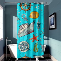 Colored Sketched Sea Elements Pattern Background Sea Life Animals Illustration Shower Curtain 36  X 72  (stall)  by BangZart