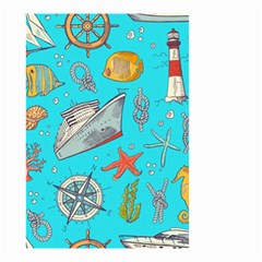 Colored Sketched Sea Elements Pattern Background Sea Life Animals Illustration Small Garden Flag (two Sides) by BangZart