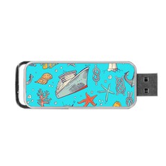 Colored Sketched Sea Elements Pattern Background Sea Life Animals Illustration Portable Usb Flash (one Side) by BangZart