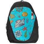 Colored sketched sea elements pattern background sea life animals illustration Backpack Bag Front