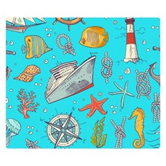 Colored Sketched Sea Elements Pattern Background Sea Life Animals Illustration Double Sided Flano Blanket (small)  by BangZart