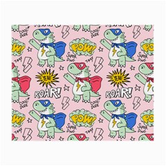 Seamless Pattern With Many Funny Cute Superhero Dinosaurs T Rex Mask Cloak With Comics Style Small Glasses Cloth (2 Sides) by BangZart