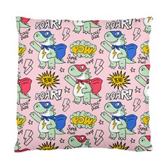 Seamless Pattern With Many Funny Cute Superhero Dinosaurs T Rex Mask Cloak With Comics Style Standard Cushion Case (one Side) by BangZart