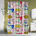 Seamless pattern with many funny cute superhero dinosaurs t rex mask cloak with comics style Shower Curtain 48  x 72  (Small)  Curtain(48  X 72 ) - 42.18 x64.8  Curtain(48  X 72 )