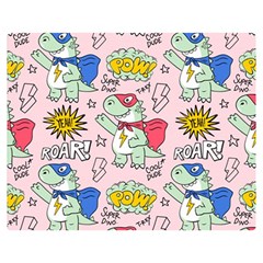 Seamless Pattern With Many Funny Cute Superhero Dinosaurs T Rex Mask Cloak With Comics Style Double Sided Flano Blanket (medium)  by BangZart