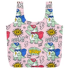 Seamless Pattern With Many Funny Cute Superhero Dinosaurs T Rex Mask Cloak With Comics Style Full Print Recycle Bag (xxl) by BangZart