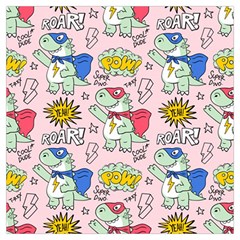 Seamless Pattern With Many Funny Cute Superhero Dinosaurs T Rex Mask Cloak With Comics Style Long Sheer Chiffon Scarf 