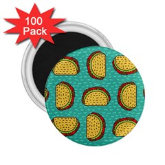 Taco Drawing Background Mexican Fast Food Pattern 2 25  Magnets (100 Pack)  by BangZart