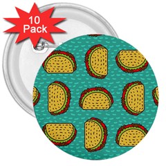 Taco Drawing Background Mexican Fast Food Pattern 3  Buttons (10 Pack)  by BangZart