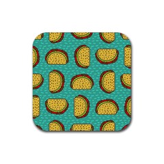 Taco Drawing Background Mexican Fast Food Pattern Rubber Coaster (square)  by BangZart