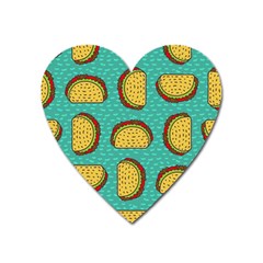 Taco Drawing Background Mexican Fast Food Pattern Heart Magnet by BangZart