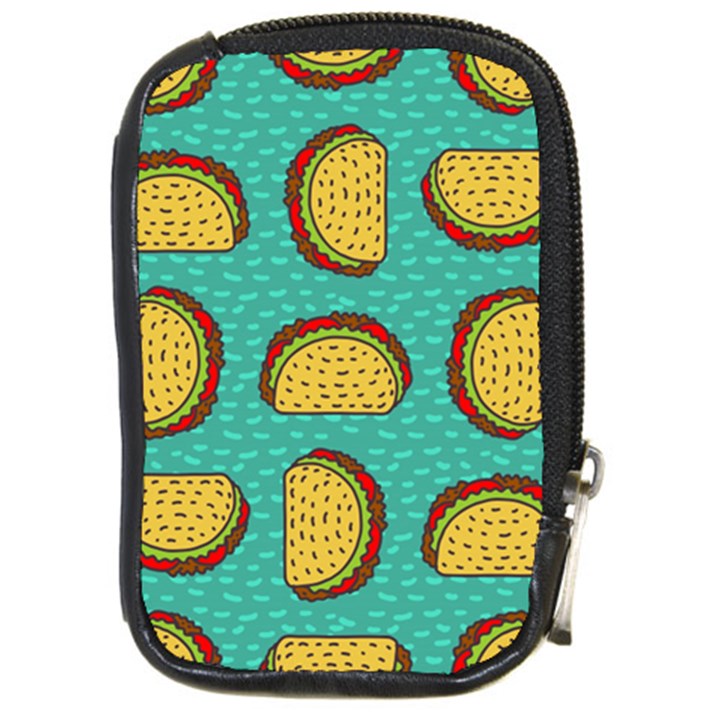 Taco drawing background mexican fast food pattern Compact Camera Leather Case