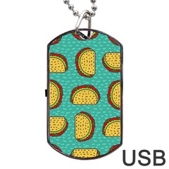 Taco Drawing Background Mexican Fast Food Pattern Dog Tag Usb Flash (one Side) by BangZart