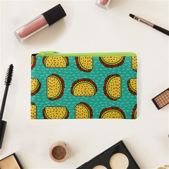 Taco Drawing Background Mexican Fast Food Pattern Cosmetic Bag (xs) by BangZart