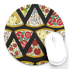 Vector Seamless Pattern With Italian Pizza Top View Round Mousepads by BangZart