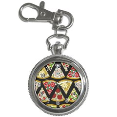 Vector Seamless Pattern With Italian Pizza Top View Key Chain Watches by BangZart