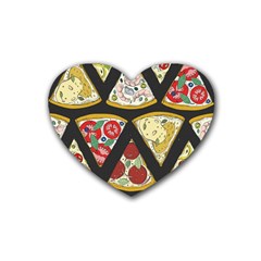 Vector Seamless Pattern With Italian Pizza Top View Rubber Coaster (heart)  by BangZart