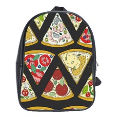 Vector Seamless Pattern With Italian Pizza Top View School Bag (xl) by BangZart