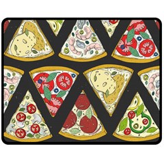 Vector Seamless Pattern With Italian Pizza Top View Double Sided Fleece Blanket (medium)  by BangZart