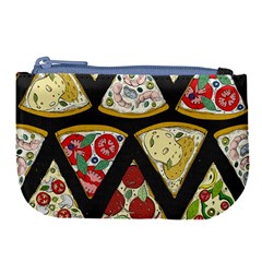 Vector Seamless Pattern With Italian Pizza Top View Large Coin Purse by BangZart