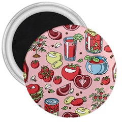 Tomato Seamless Pattern Juicy Tomatoes Food Sauce Ketchup Soup Paste With Fresh Red Vegetables 3  Magnets by BangZart