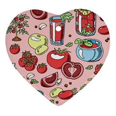 Tomato Seamless Pattern Juicy Tomatoes Food Sauce Ketchup Soup Paste With Fresh Red Vegetables Ornament (heart) by BangZart