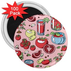 Tomato Seamless Pattern Juicy Tomatoes Food Sauce Ketchup Soup Paste With Fresh Red Vegetables 3  Magnets (100 Pack) by BangZart