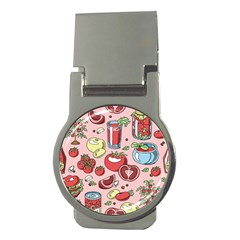 Tomato Seamless Pattern Juicy Tomatoes Food Sauce Ketchup Soup Paste With Fresh Red Vegetables Money Clips (round)  by BangZart