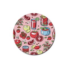 Tomato Seamless Pattern Juicy Tomatoes Food Sauce Ketchup Soup Paste With Fresh Red Vegetables Rubber Coaster (round)  by BangZart