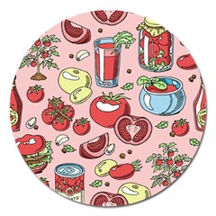 Tomato Seamless Pattern Juicy Tomatoes Food Sauce Ketchup Soup Paste With Fresh Red Vegetables Magnet 5  (round) by BangZart