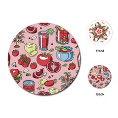 Tomato Seamless Pattern Juicy Tomatoes Food Sauce Ketchup Soup Paste With Fresh Red Vegetables Playing Cards Single Design (round) by BangZart