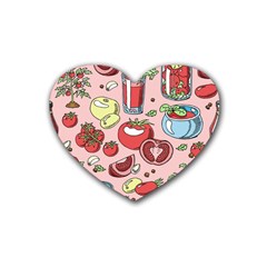 Tomato Seamless Pattern Juicy Tomatoes Food Sauce Ketchup Soup Paste With Fresh Red Vegetables Heart Coaster (4 Pack)  by BangZart