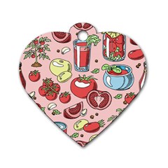 Tomato Seamless Pattern Juicy Tomatoes Food Sauce Ketchup Soup Paste With Fresh Red Vegetables Dog Tag Heart (two Sides) by BangZart