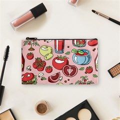 Tomato Seamless Pattern Juicy Tomatoes Food Sauce Ketchup Soup Paste With Fresh Red Vegetables Cosmetic Bag (small) by BangZart