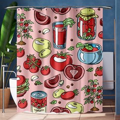 Tomato Seamless Pattern Juicy Tomatoes Food Sauce Ketchup Soup Paste With Fresh Red Vegetables Shower Curtain 60  X 72  (medium)  by BangZart