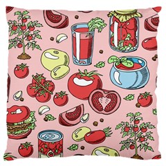 Tomato Seamless Pattern Juicy Tomatoes Food Sauce Ketchup Soup Paste With Fresh Red Vegetables Large Cushion Case (one Side) by BangZart